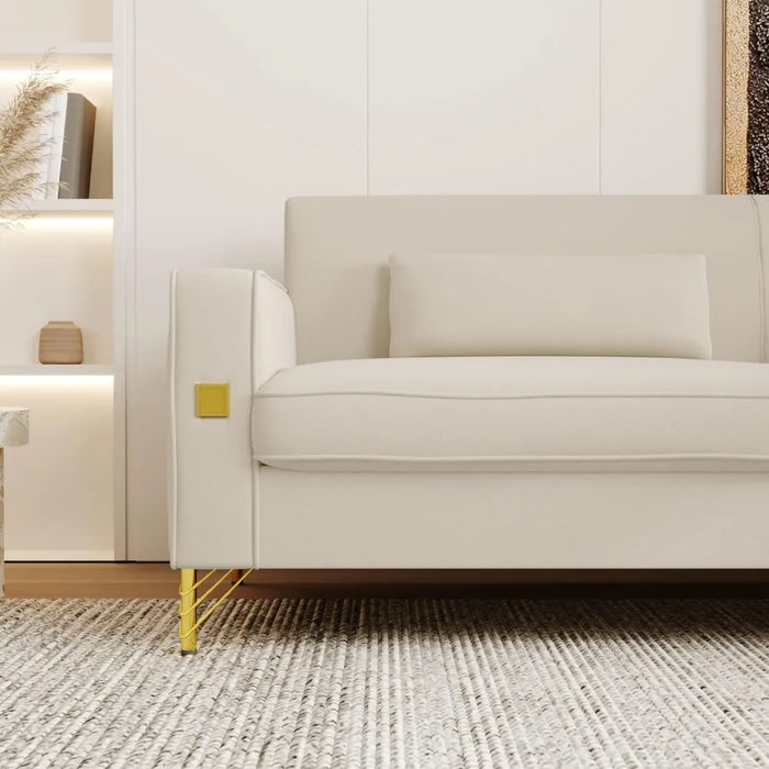 2023 New 85 Inch Velvet Sofa, Mid-Century Modern 3-Seat Couch W/Armrest, Green Velvet Couch with 2 Pillows