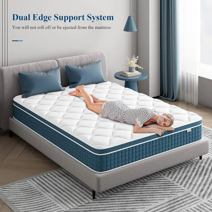 koorlian Queen Mattress 10 Inch, Hybrid Queen Bed Mattress with Individual Pocket  Full/Twin/Twin-XL/Full/Queen/King optional