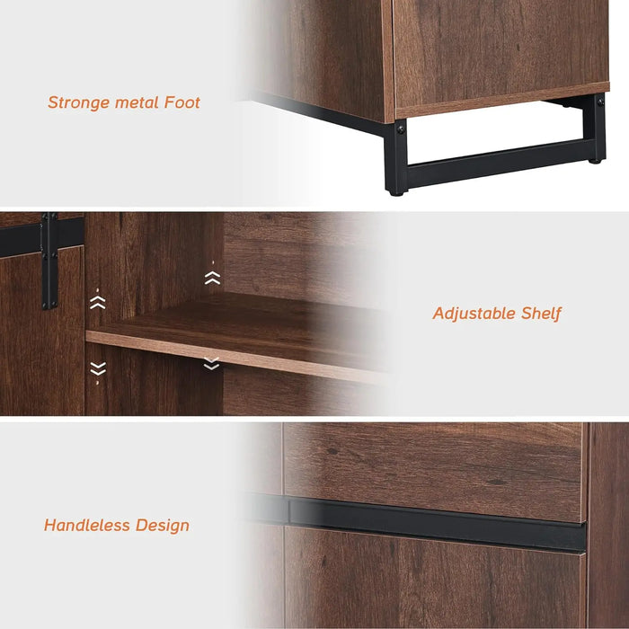 Modern TV Stand for TVs up to 100 inch, 3 in 1 Entertainment Center Console with Adjustable Shelves and Metal Base,Brown