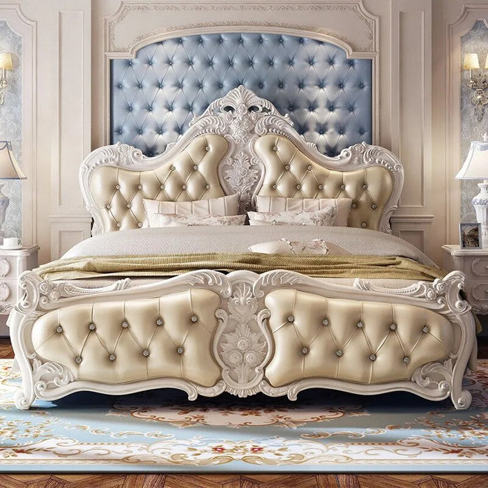 Glamorous Full Size Bed Bases European Luxury Girl Castle Wood Modern Bed Frame Design Sleeping Cama Box Casal Furnitures