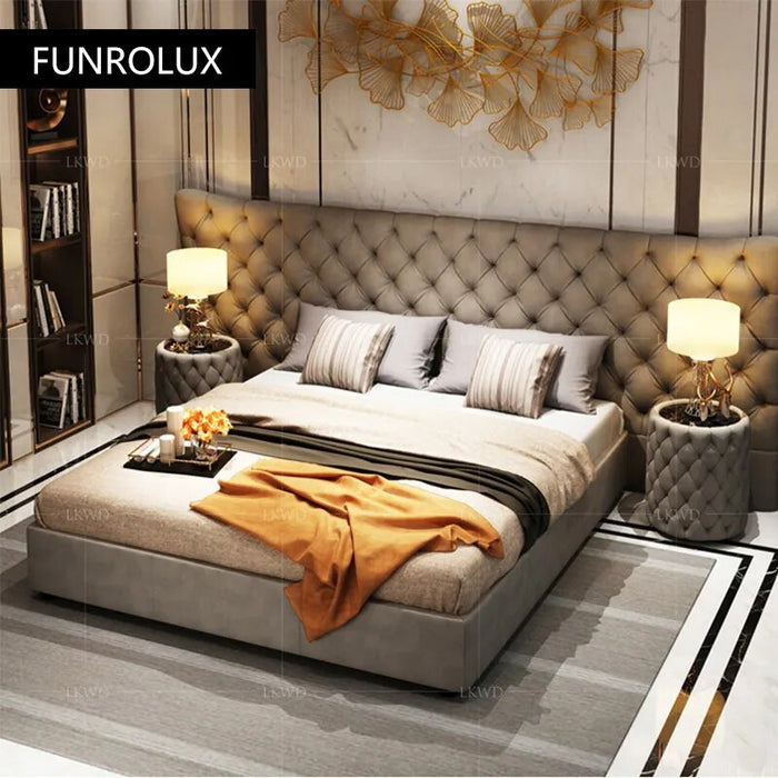 Modern style bed leather double master bedroom modern simple high-end bed luxury wedding bed