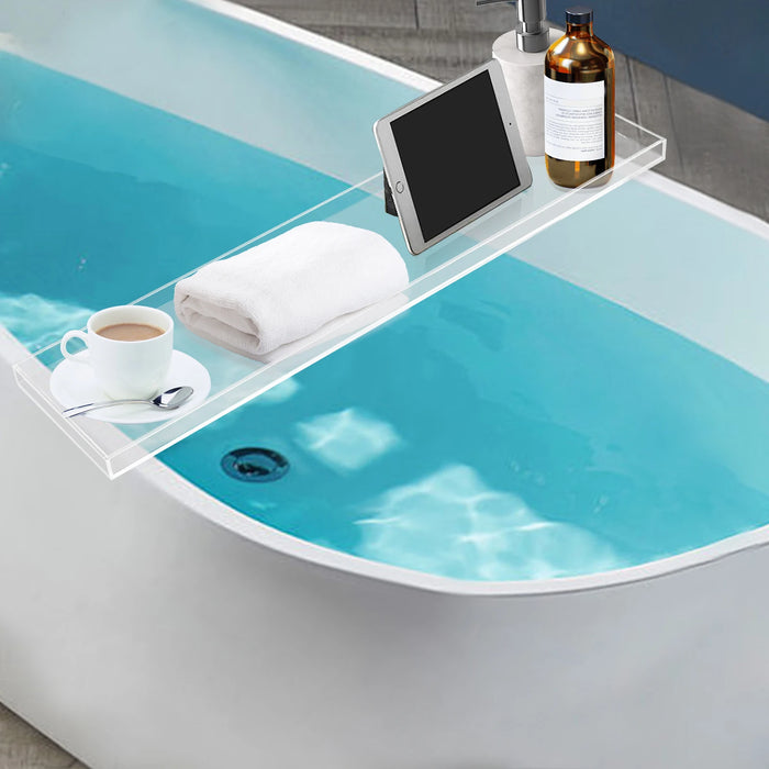 Bathtub Tray Caddy Acrylic Bath Tray Wine Glass Book Holder Bath Tub Table Caddy for Home Bathrooms Organizer Shelf