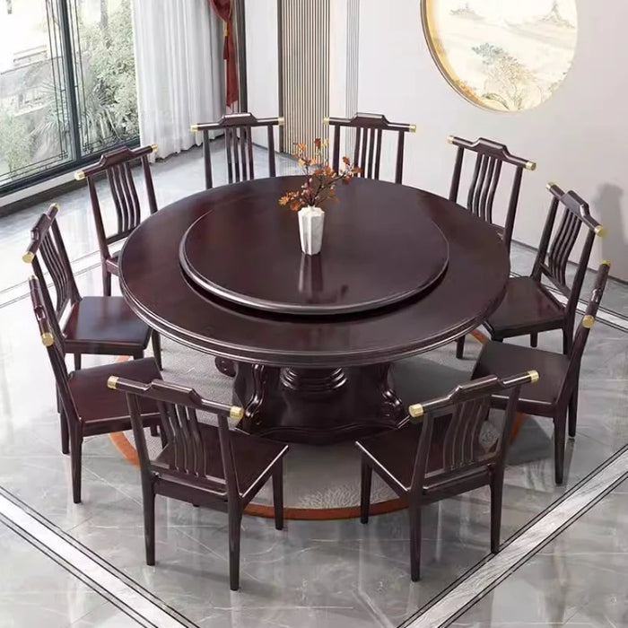 Hotel Combination Dining Tables Restaurant Turntable Eating Wooden Large Dining Tables Mesa Comedor Kitchen Furniture QF50DT