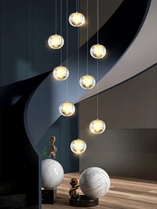 Modern Ball Line Chandelier For Staircase Living Room Pendant Lights Home Decor Dining Lighting Suspension Design Lusters