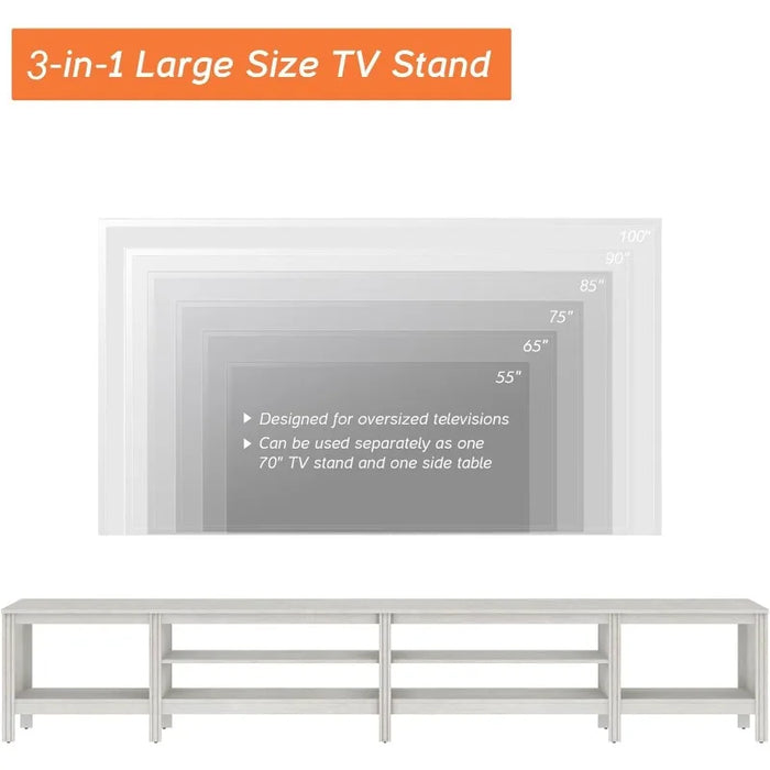 WAMPAT TV Stand for 100 Inch TV, Wood Entertainment Center for 95 90 85 inch TV Console Table with 6 Cubby Storage