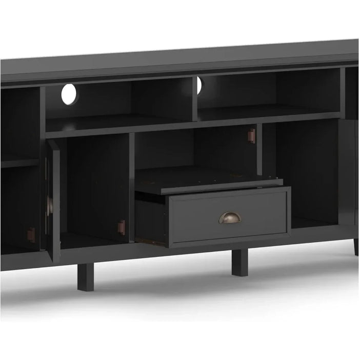 SOLID WOOD 72 Inch Wide Transitional TV Media Stand in Black For TVs Up to 80 Inches Modern Living Room Tv Cabinet Freight free