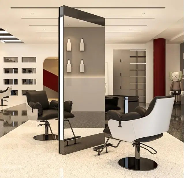 Hairdressing shop mirror desk hair salon special single and double side floor-to-ceiling mirror barbershop mirror with light hot