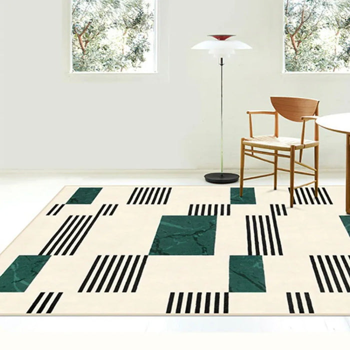 Nordic Modern Rug Living Room Carpet Green Geometric Bedroom Bedside Floor Mat  Machine Washable Folding Decoration Soft Rugs 러그