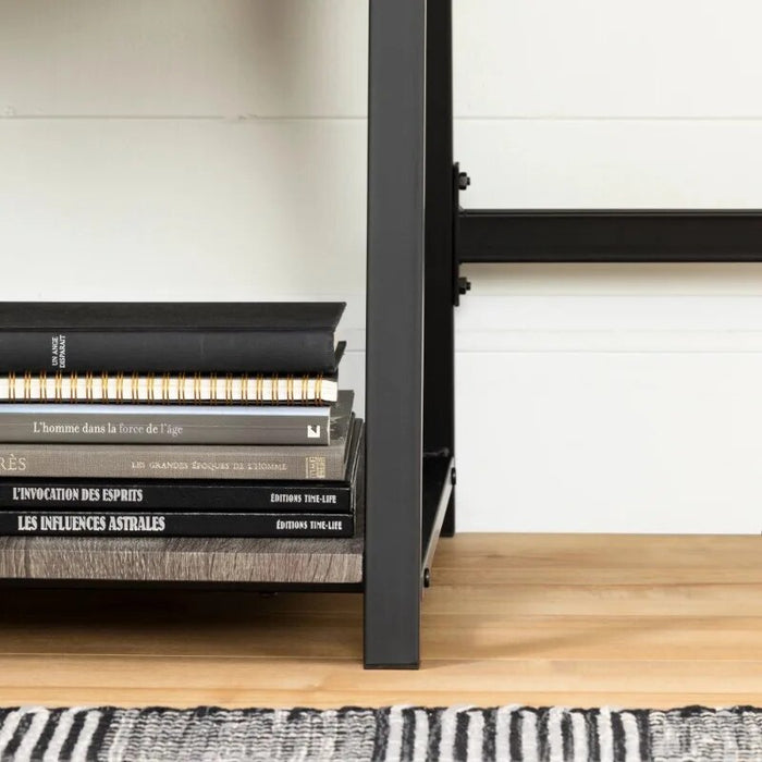 South Shore Evane Contempory Trestle Desk with Storage, Multiple Finishes Computer Desk  Office Table