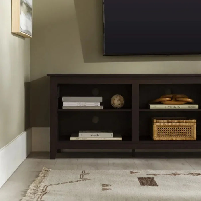 Woven Paths Open Storage TV Stand for TVs Up To 80", Espresso Tv Stand Living Room Furniture  Modern Tv Stand Table Tv