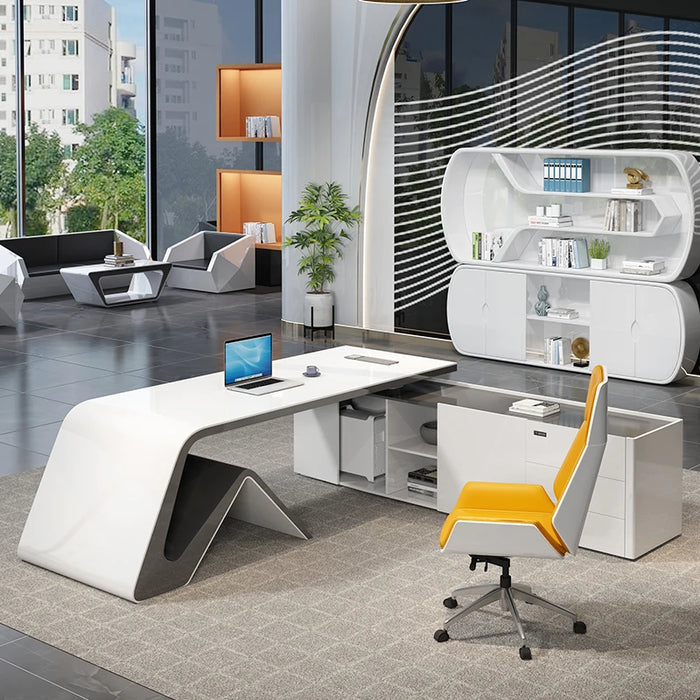 White Computer School Desk Study Gaming Office Vanity Reception Desks Writing Executive Schreibtisch Media Console Furniture