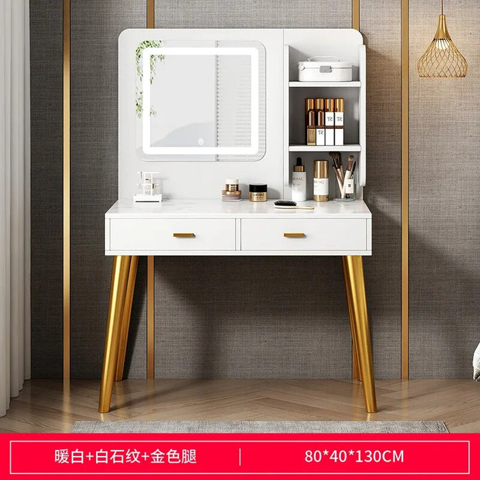 Dressing Table with with LED Lighting 6 Drawers Furniture Bedroom Bedside Storage Cabinet Integrated Minimalist Makeup Vanity