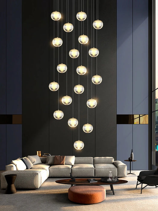 Modern Ball Line Chandelier For Staircase Living Room Pendant Light Home Decor Dining Room Lighting Suspension Design Lusters