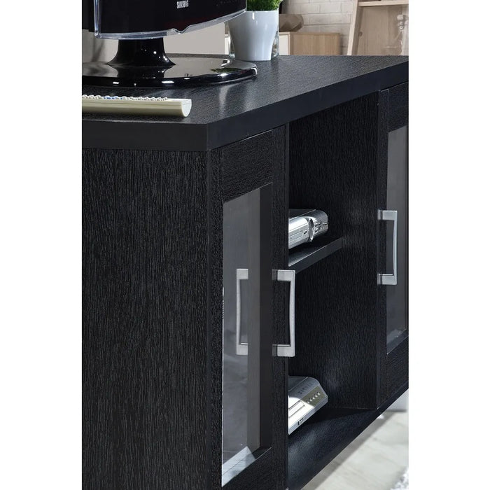 TV cabinet Open Storage 3-in-1 Panel TVs Stand for up to 65"Charcoal home furniture stand modern TVes stand Shelves,Black