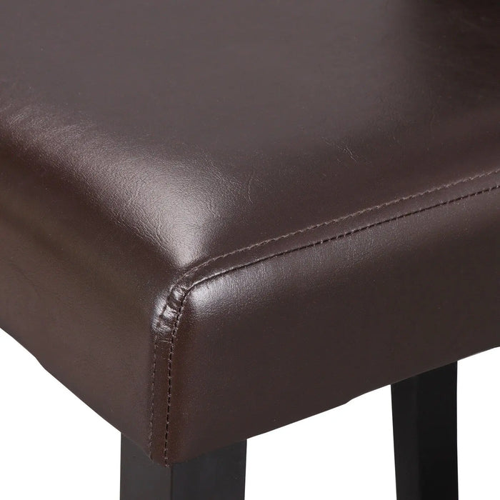Set of 6 Dining Room Parson Chairs Kitchen Formal Elegant Leather Design Brown