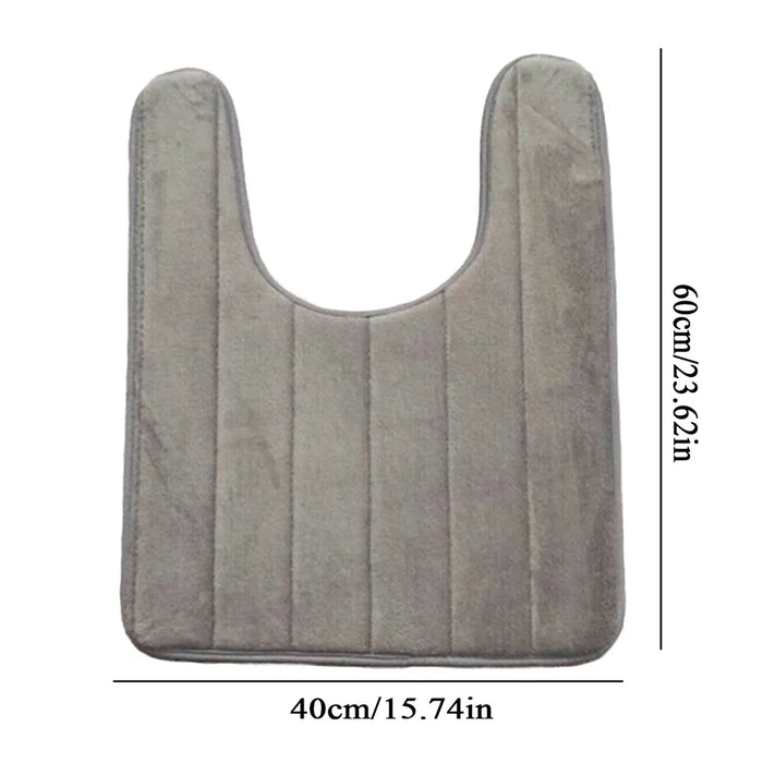 U-Shaped Toilet Mat Floor Mats Solid Winter Warm Coral Fleece Carpet Bathroom Anti-slip Mat Water Absorbent Rugs Bath Mats
