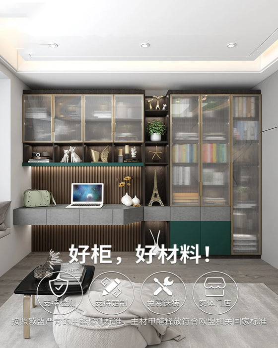 Luxury desk, wardrobe, bookcase combination, whole wall, modern and simple home study desk, computer desk divani da soggiorno