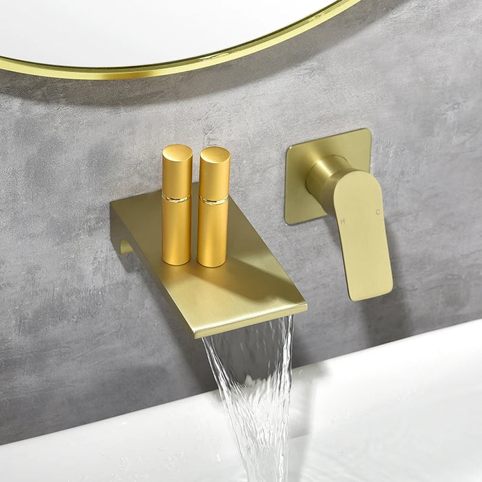 Wall Mount Tub Filler Waterfall Bathtub Faucet High Flow Bath Filler Faucet Bathroom Faucets with Rough-in
