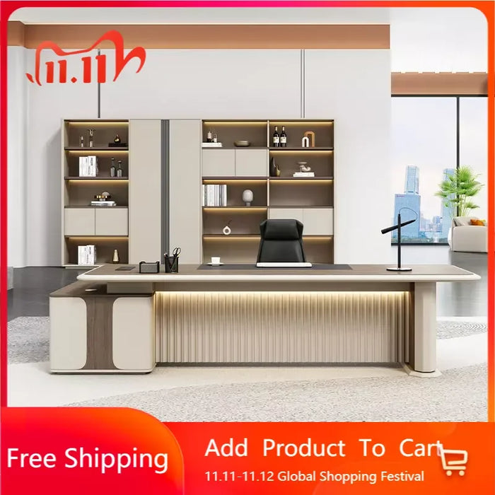 Executive Office Desk Modern L Shaped Organizer Wooden Standing Console Computer Desk Table Drawers Escritorio Office Furniture