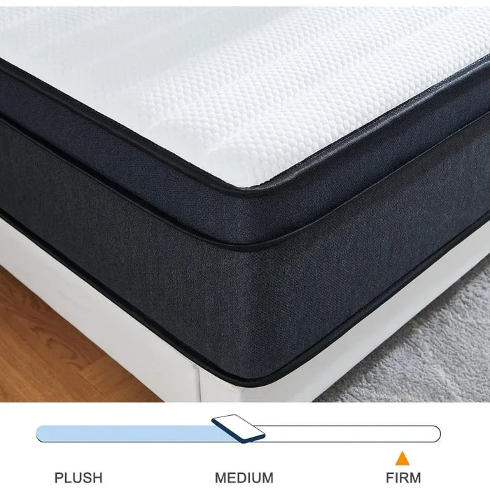 Molblly Mattress, 12 Inch Hybrid Queen Size Foam Mattress in a Box, Individually Wrapped Pocket Coils Innerspring