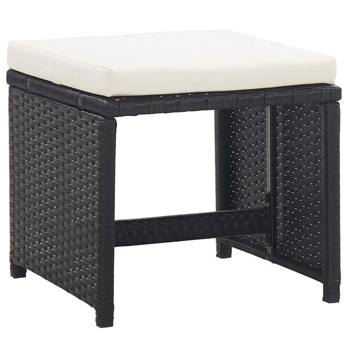 5 Piece Patio Dining Set with Cushions Poly Rattan Black B Outdoor Table and Chair Sets Outdoor Furniture Sets