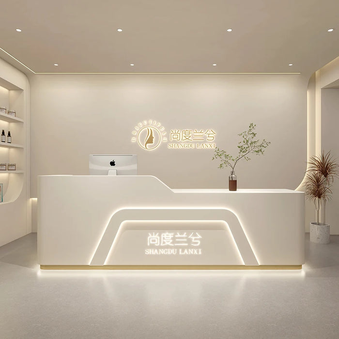 Luxury Office Reception Desks White Commercial Modern Simple Cabinet Nails Reception Desks Hotel Comptoir Caisse Furniture