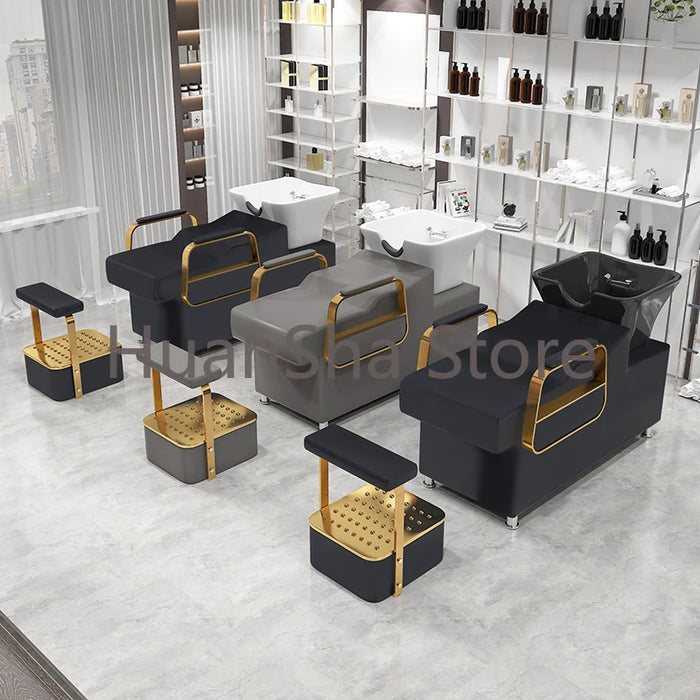 Luxury Beauty Salon Chair Head Spa Professional Washing Machine Shampoo Bed Stylist Barber Lavacabezas Salon Equipment LJ50SC