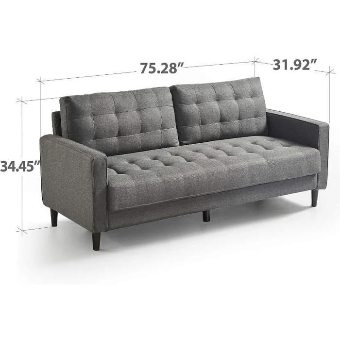 Living Room Furniture›Sofas & Couches ZINUS Benton Sofa Couch / Grid Tufted Cushions / Easy, Tool-Free Assembly, Dark Grey