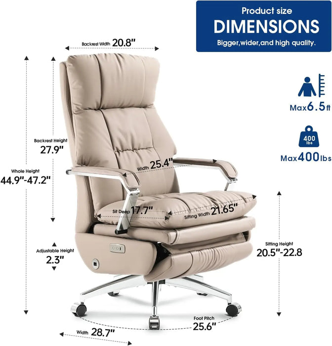 Tall Reclining Office Chair with Footrest and Lumbar Support Computer Rolling Desk Chair Electric High Back Comfortable Chair