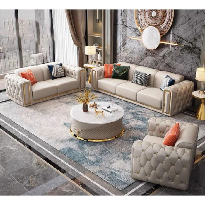 Light Fabric Sofa Set Furniture Veet 1- 3 Seat Honeycomb Stainless Steel Living Room Sofas For Home Hotel Minimalist