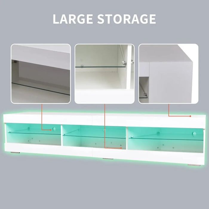 Modern TV Stand With Storage Drawer and Glass Shelf for Living Room Home Furniture Bedroom White Cabinet Table Stands