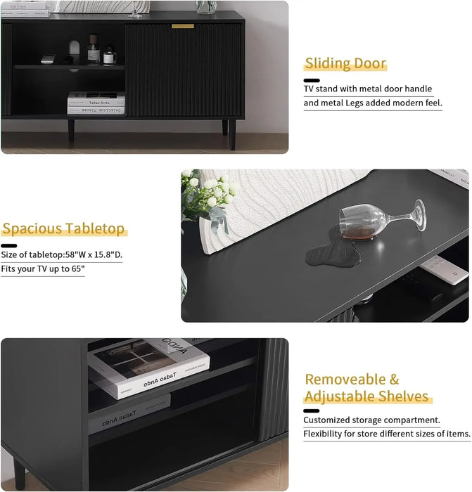 Okvnbjk TV Stand for 65+ Inch TV, Modern Living Room Entertainment Center with Storage Cabinets