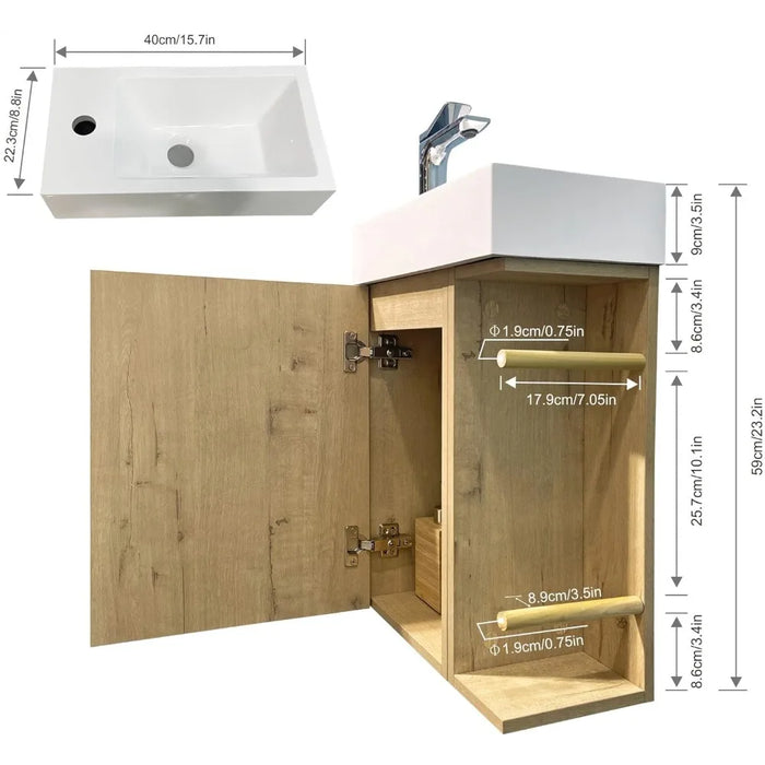Small Bathroom Sink Cabinet Set With 2 Toilet Paper Holders Modern Painted Wall Mounted Small Bathroom Vanity With Sink Wallnut
