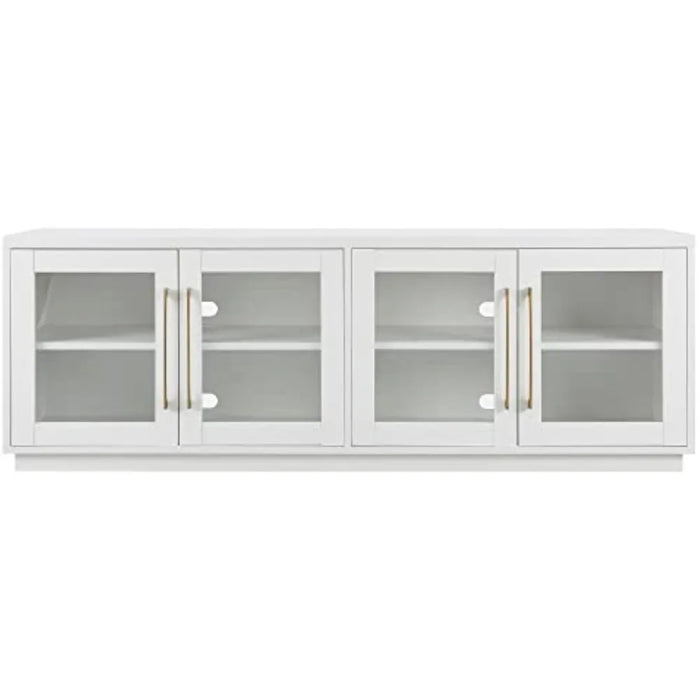 Living room TV cabinet with door and storage partition, TV bracket, 68 inches wide, white