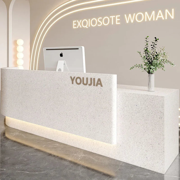 Store Cash Reception Desk Stand Cashier Table Luxury Barbershop Store Reception Desk White Recepcja Hotel Reception Accessories