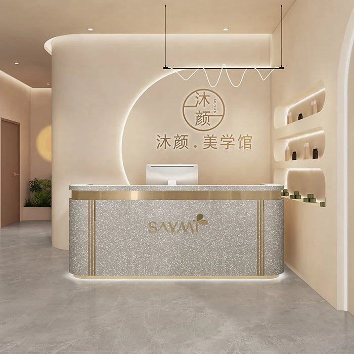 Shop Modern Reception Desk Beauty Spa Salon Standing Barbershop Luxury Reception Desk Bar Counter Schreibtisch Bar Furniture