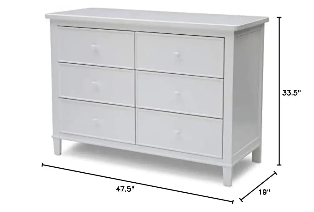 Haven 6 Drawer Dresser, Greenguard Gold Certified, White.grey