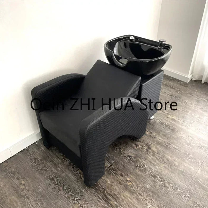 Barber Shop Lounge Shampoo Chair Hair Wash Bed Hairdressing Big Shampoo Chair Comfort Luxury Massageador Salon Furniture QF50SC