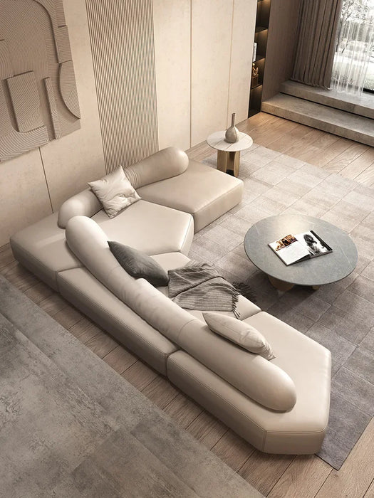 \Italienische Licht Luxus Leder Sofa Moderne Minimalistischen Wohnzimmer Designer Spezielle-Förmigen Ecke Minimalistischen Sofa