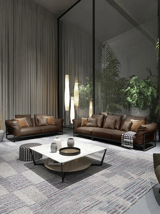 Leather Sofa Modern Minimalist Living Room First Layer Cowhide Napa Leather