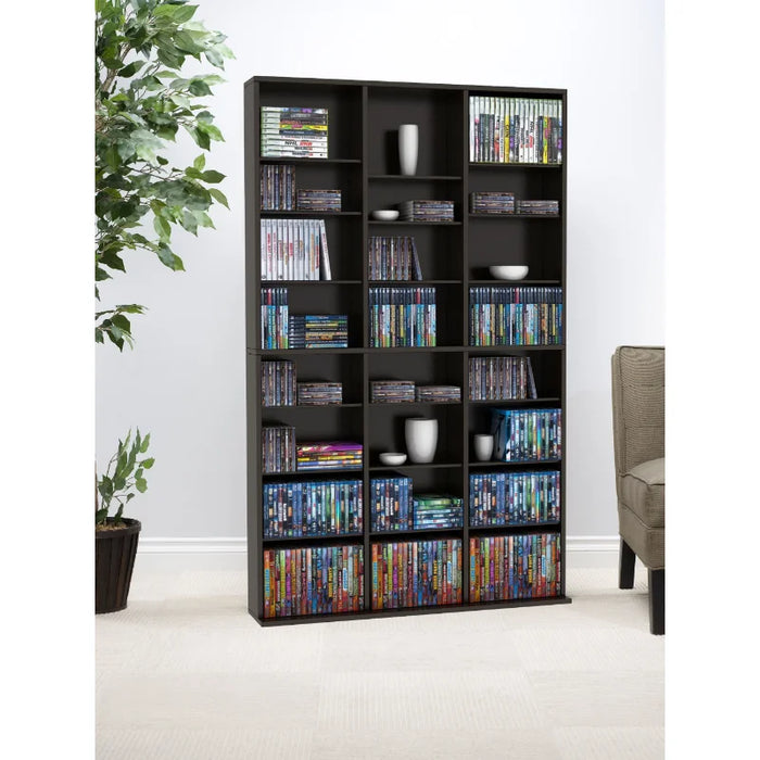 Atlantic 37"x60" Oskar Adjustable Wood Media Storage Shelf Bookcase, Espresso furniture  storage cabinet  bookshelf