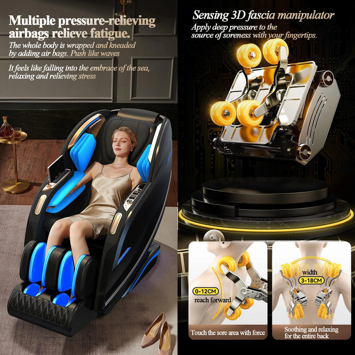 3 Year Warranty UKLife 3D Zero Gravity Airbag Full Body Massager Chairs Home 4D Heat AI voice Office Chair Massage Sofa Recliner