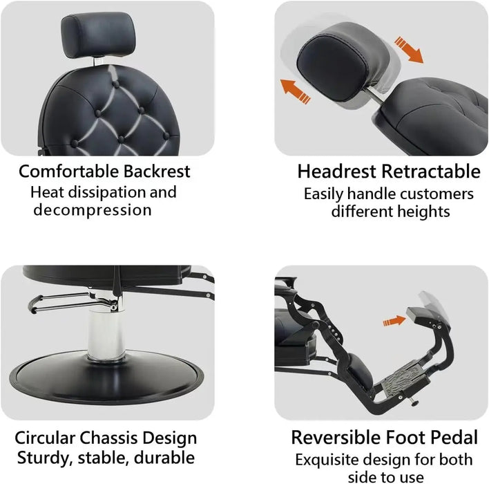 Barber Chair Hair Salon Chair Heavy Duty 700 LBS for Hair Stylist Barber Beauty Tattoo Massage(Barber Chair Black)