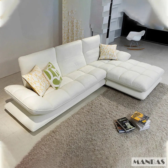 Elegant Italian Leather Couch for Living Room Sofas Sets with Adjustable Headrests and Armrests Genuine Leather Sectional Sofa
