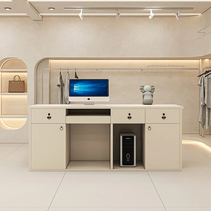 White Reception Store Counter Grocery Shop Cashier Small Luxury Front Desk Cashier Cafe Mostrador Beauty Saloon Furniture