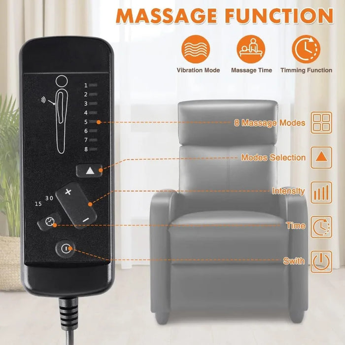 Recliner Chair for Adults, Massage PU Leather Small Recliner Sofa Home Theater Seating with Lumbar Support sofa recliner chair