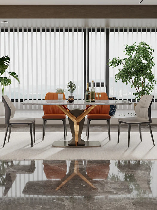 Italian luxury natural super crystal table chair combination marble rectangular table simple modern