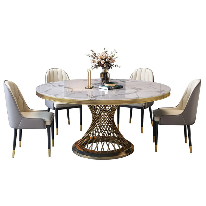 Light luxury marble dining table and chair combined round table modern simple household round small household type Italian dinin