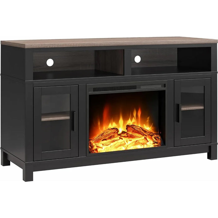 TV cabinet, electric fireplace TV bracket, suitable for black TV storage cabinets up to 60 inches wide
