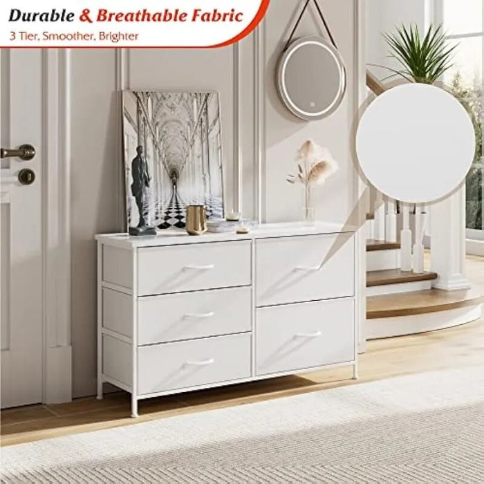 Nicehill White Dresser for Bedroom with 5 Drawers, Small Dresser for Kids' Bedroom, Nursery, Closet, Wide Chest of Drawers Baby